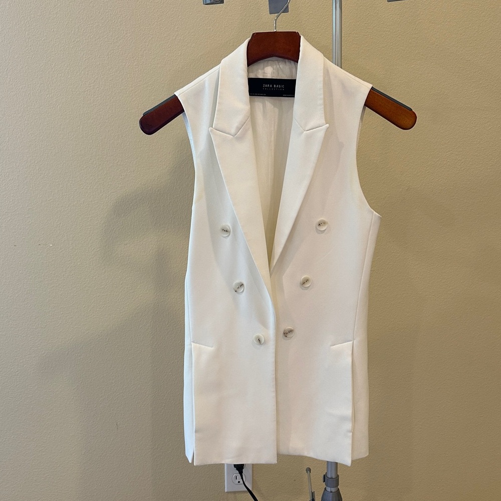 Zara Cream Double-Breasted Vest